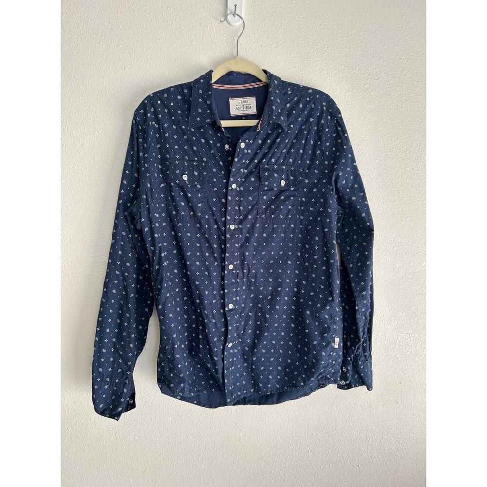 Flag & Anthem Blue And White Dress Shirt Size Medium